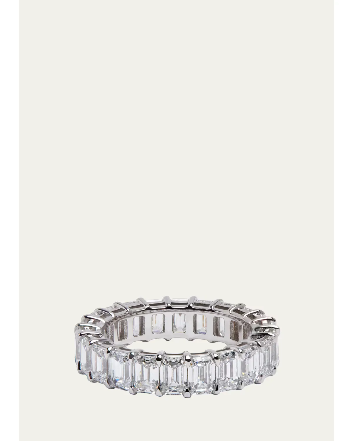 14K White Gold Emerald-Cut Lab Grown Diamond Eternity Band by Kendall Row
