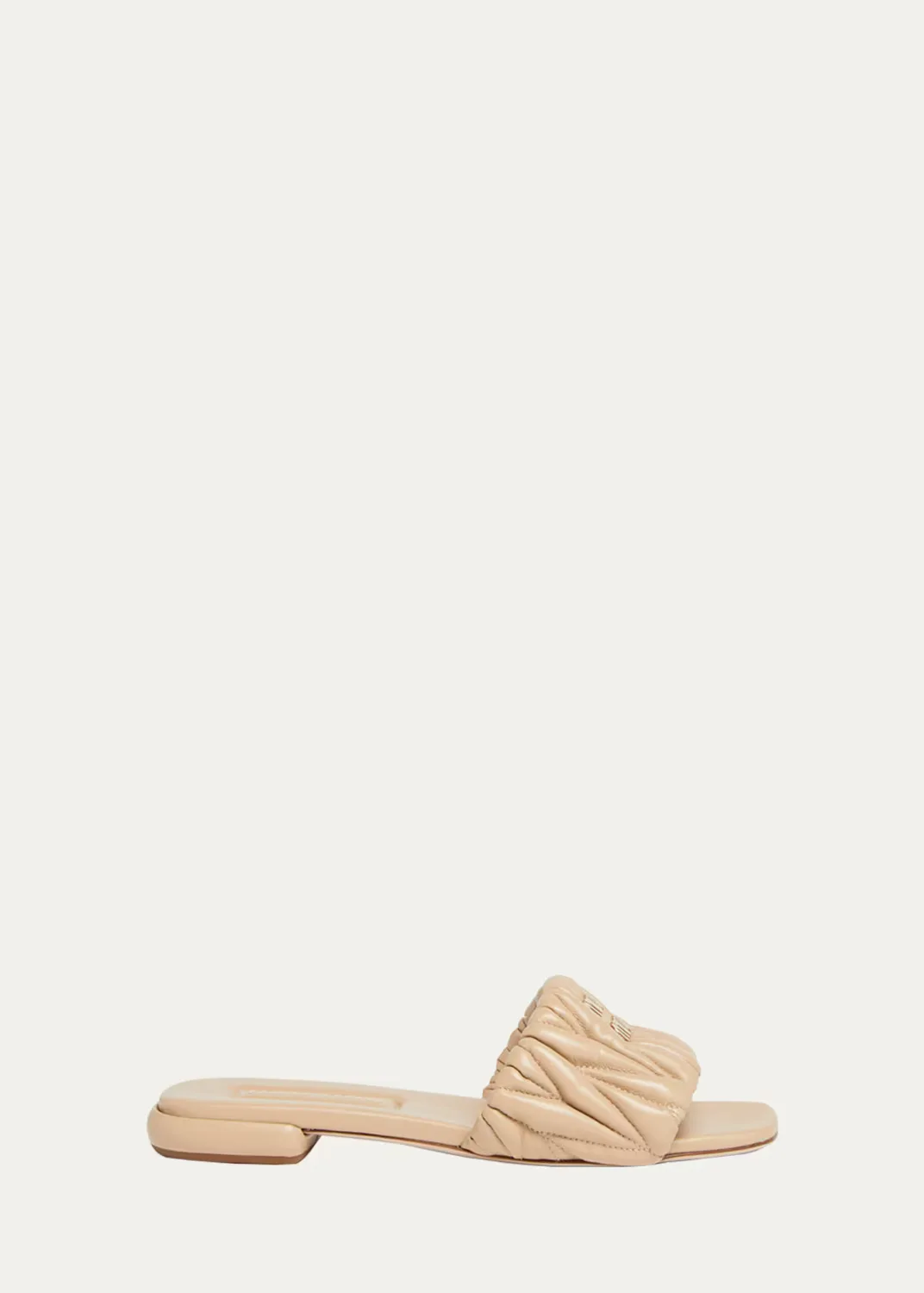 Quilted Leather Flat Slide Style by Miu Miu