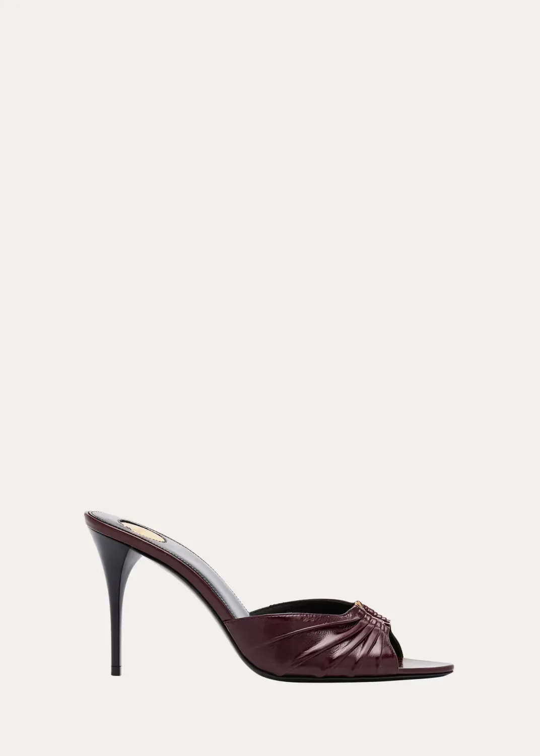 Babylone YSL Ruched Leather Mule Sandals