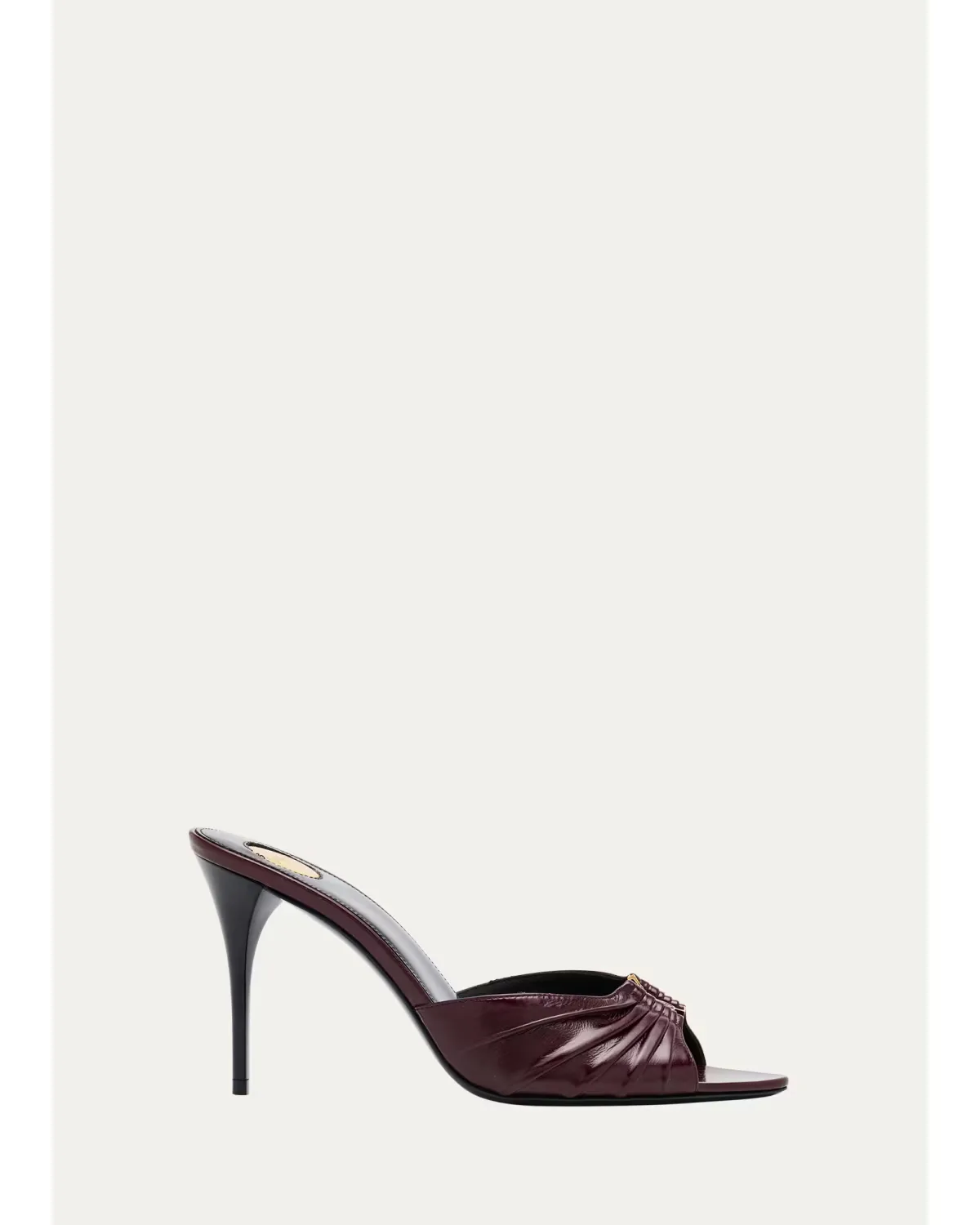 Babylone YSL Ruched Leather Mule Sandals by Saint Laurent