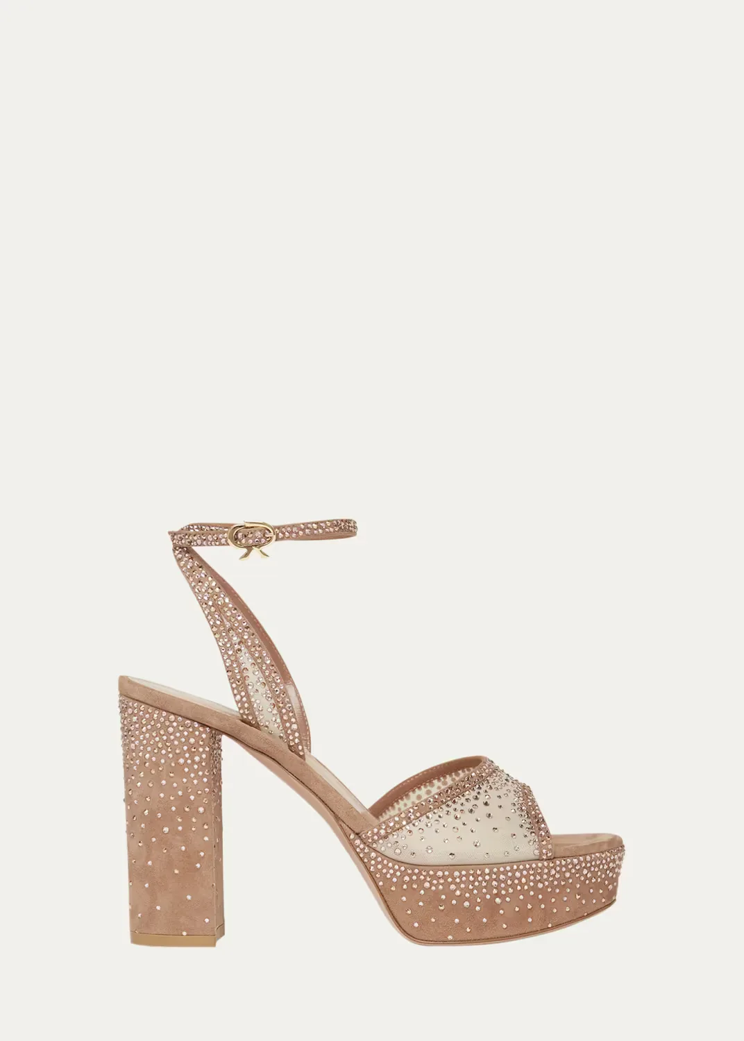 Strass Organza Ankle-Strap Platform Sandals by Gianvito Rossi