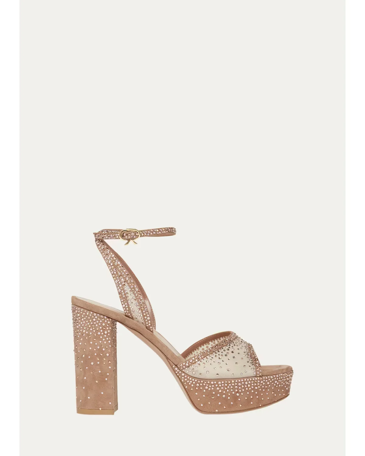 Strass Organza Ankle-Strap Platform Sandals by Gianvito Rossi