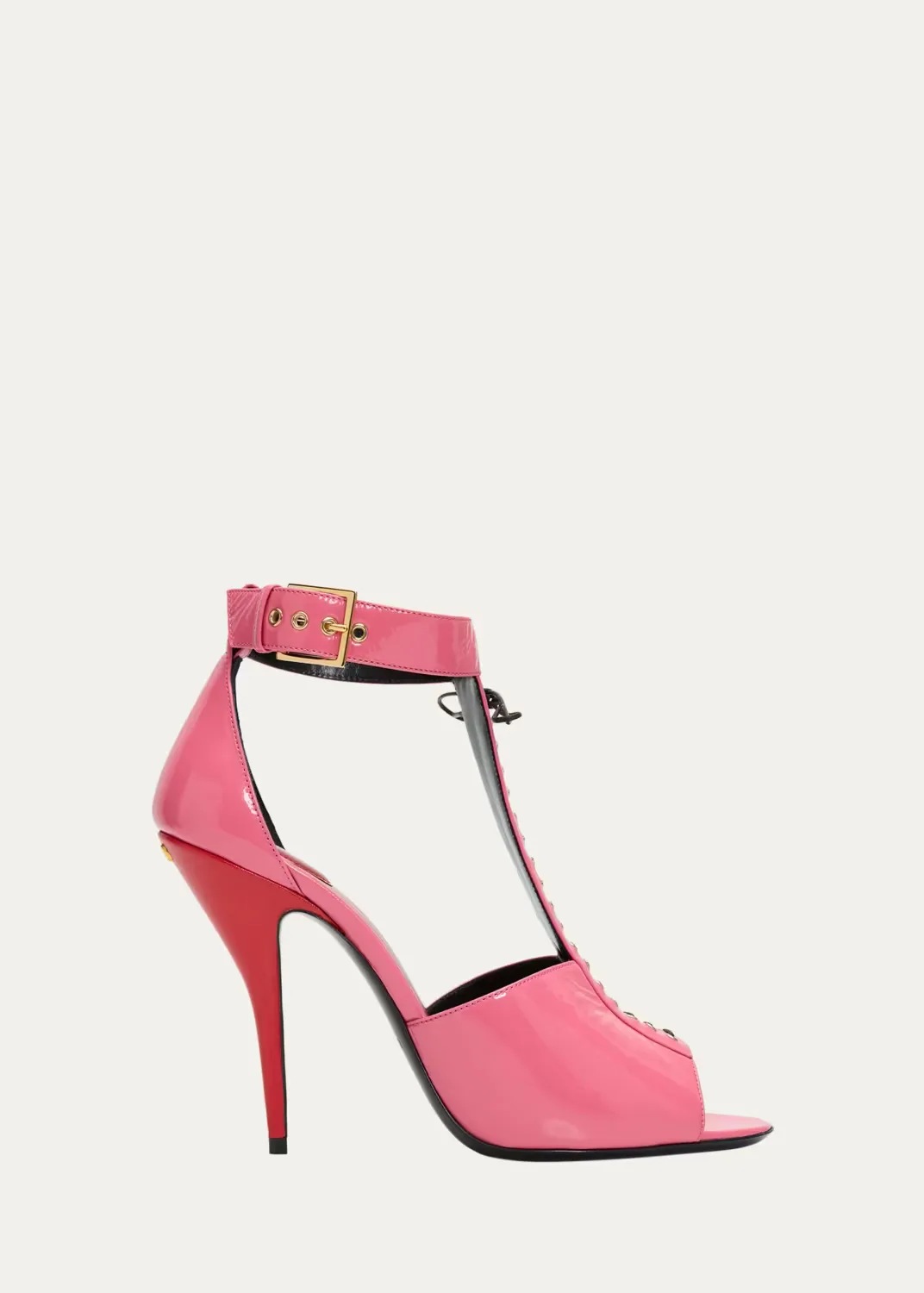 105mm Patent Leather Bustier T-Strap Sandals by Valentino Garavani