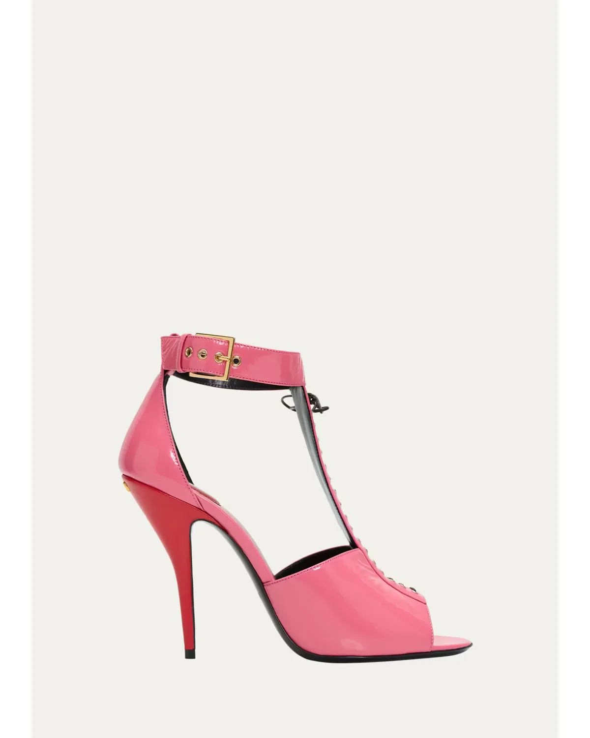 105mm Patent Leather Bustier T-Strap Sandals by Valentino Garavani