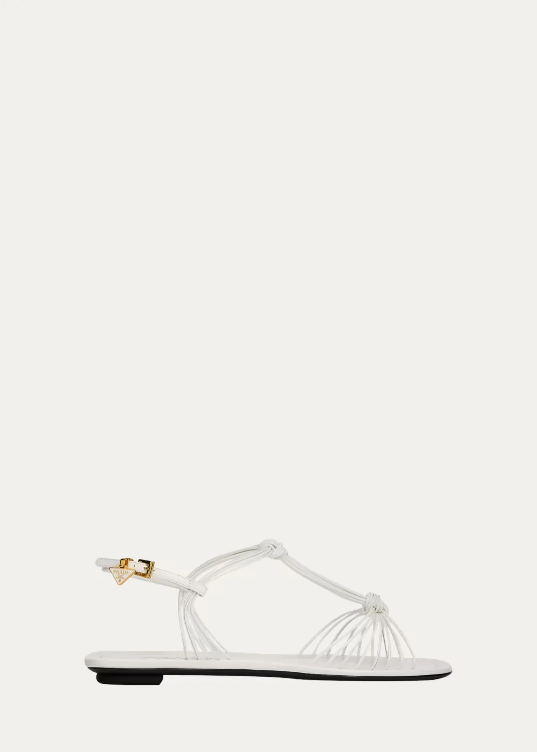 Tubular Leather Flat Sandals by Prada