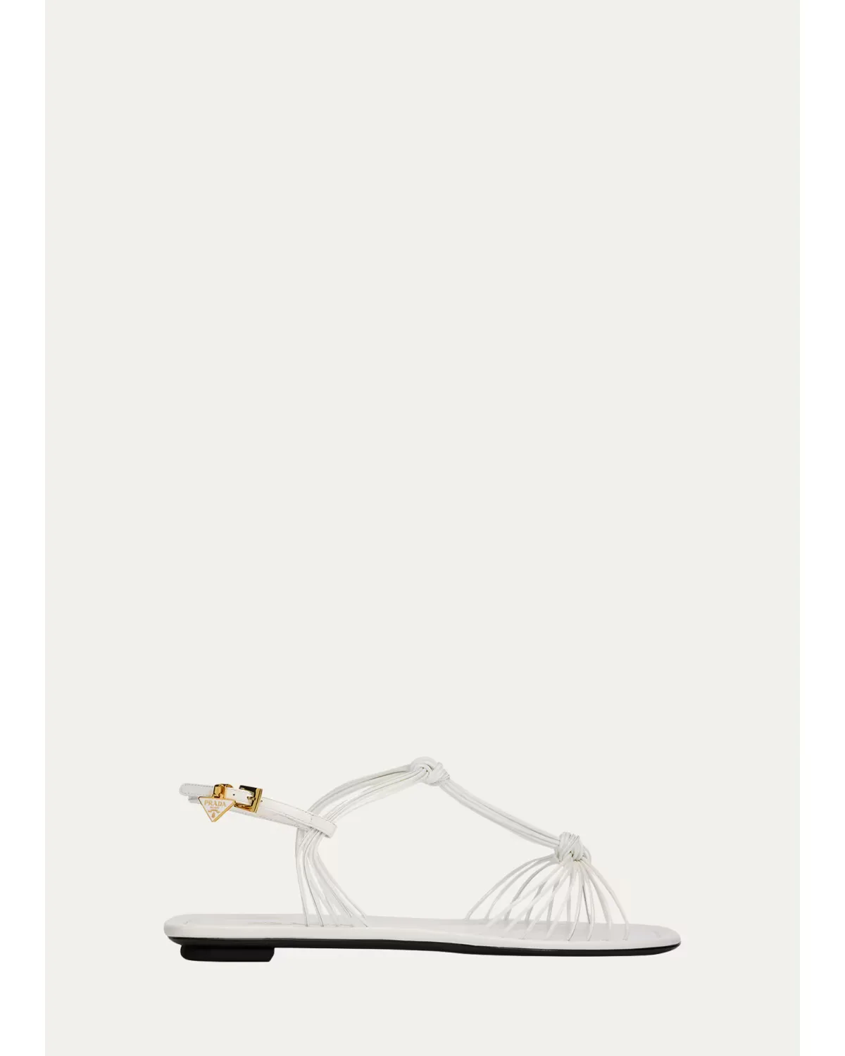 Tubular Leather Flat Sandals by Prada