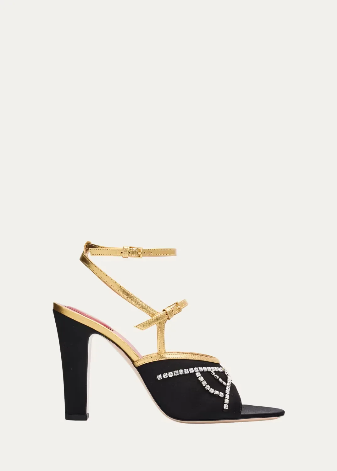 100mm VLogo Embellished Satin and Metallic Leather Pumps by Valentino Garavani