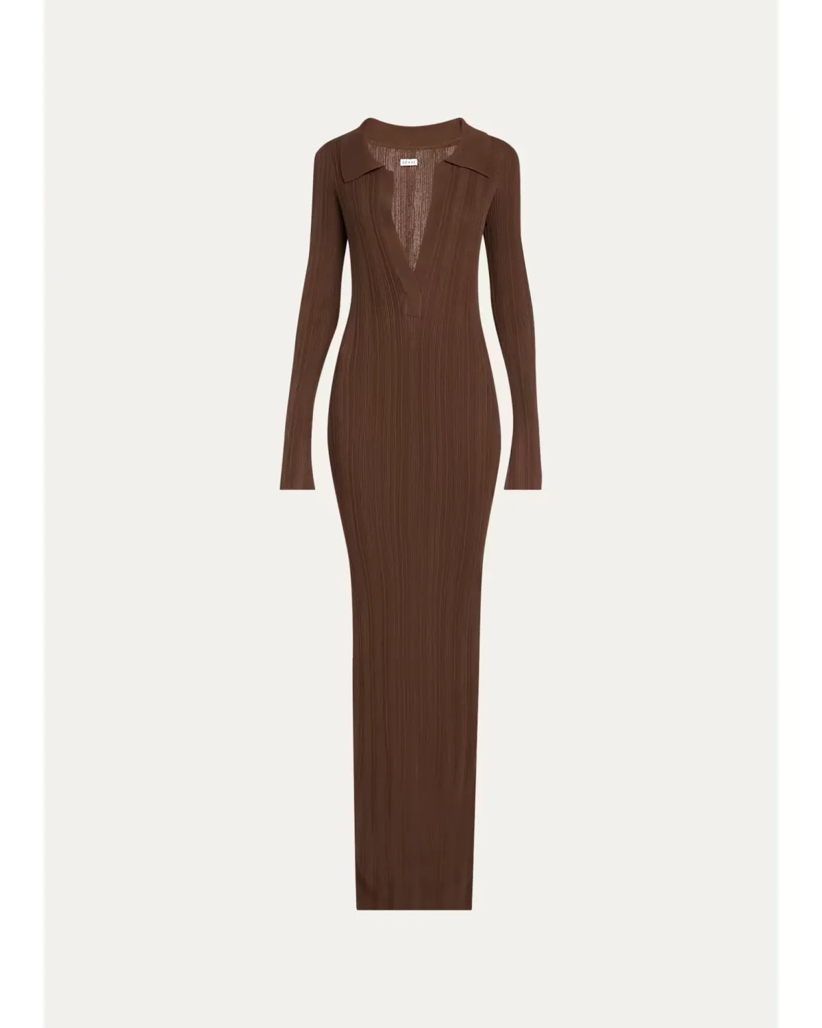 Rib-Knit Collared Maxi Dress by AEXAE