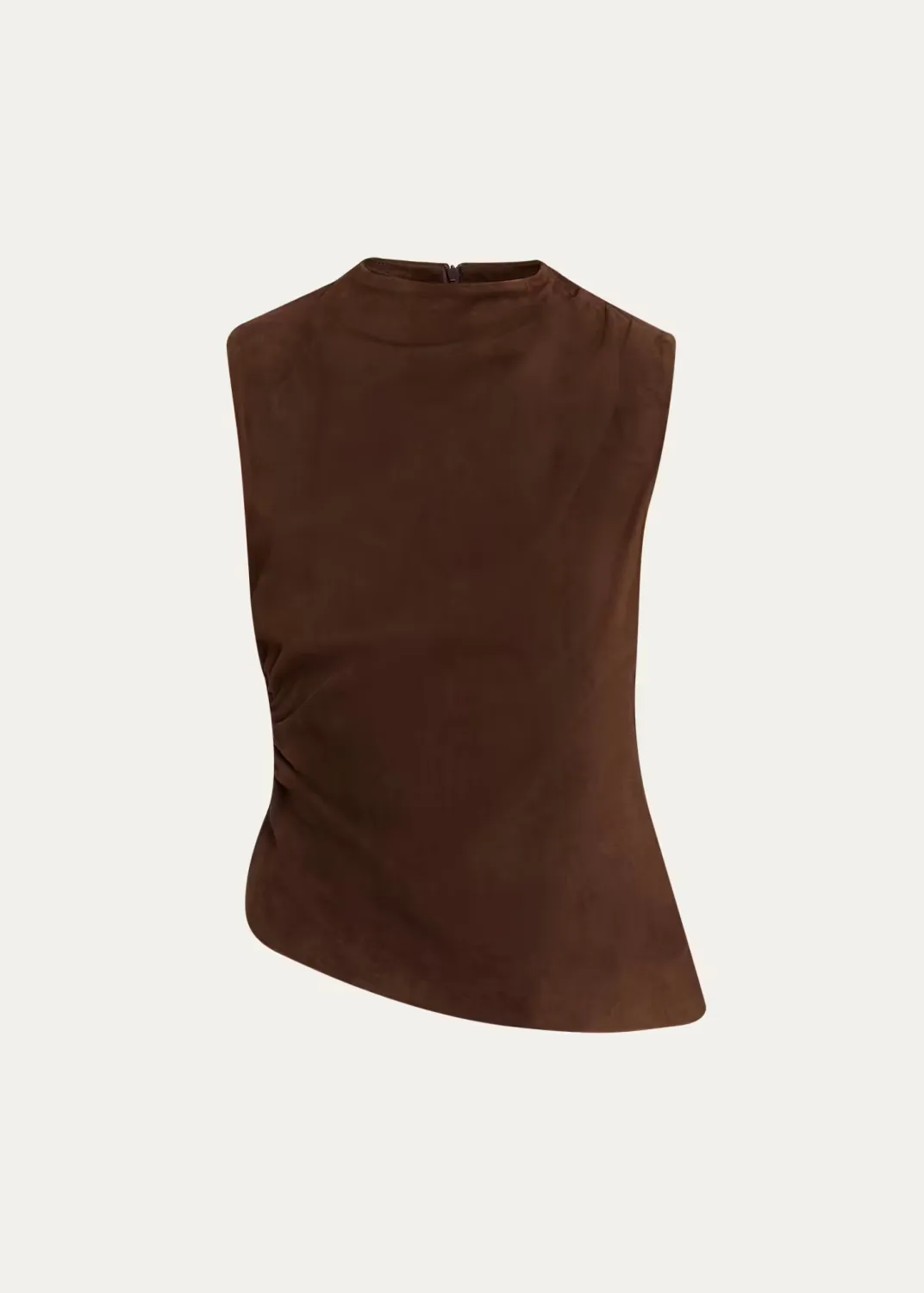 Mock-Neck Sleeveless Suede Top