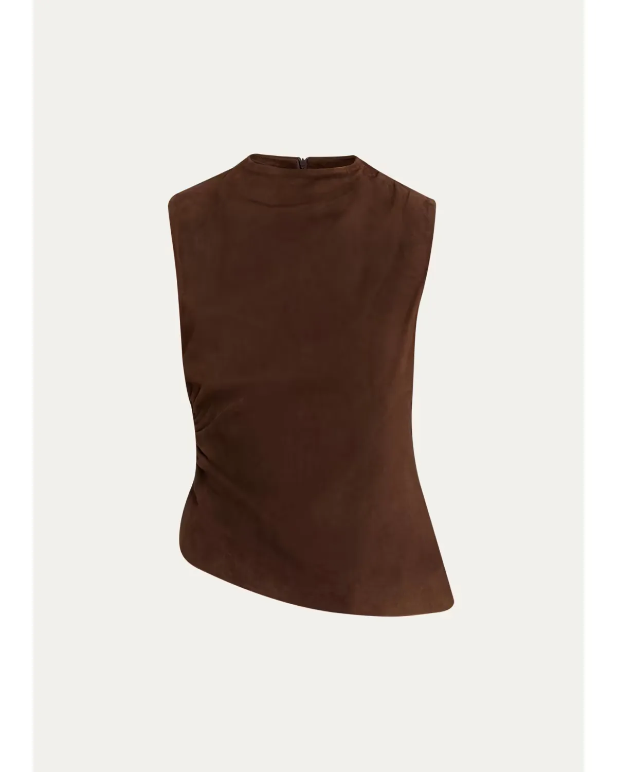 Mock-Neck Sleeveless Suede Top