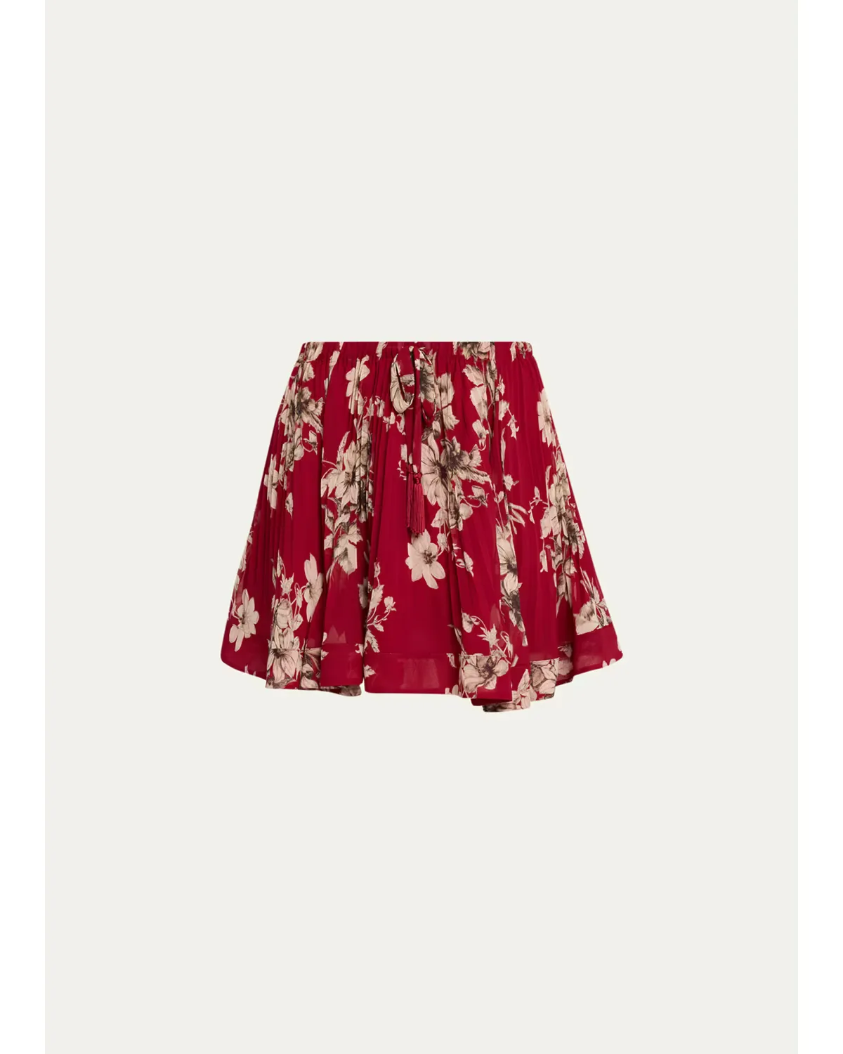 Hand-Sketched Floral Georgette Mini Skirt by Cinq  Sept