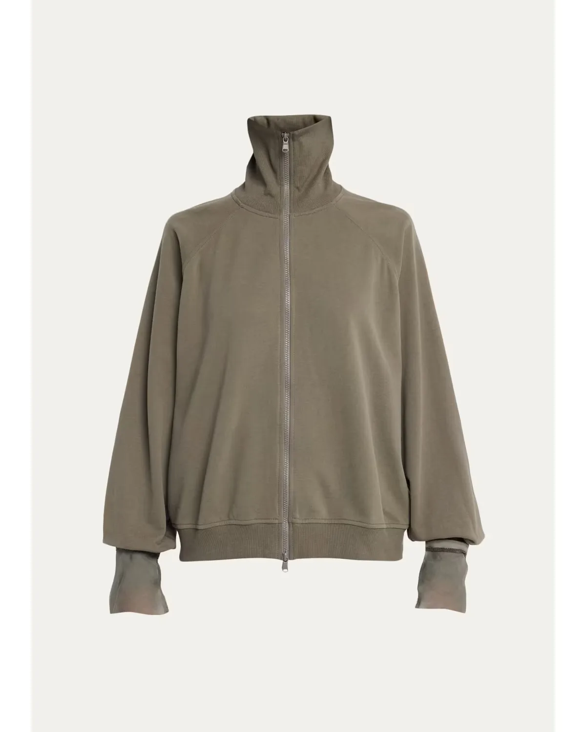 Monili Silk Cuffs Travel Zip-Up Jacket by Brunello Cucinelli