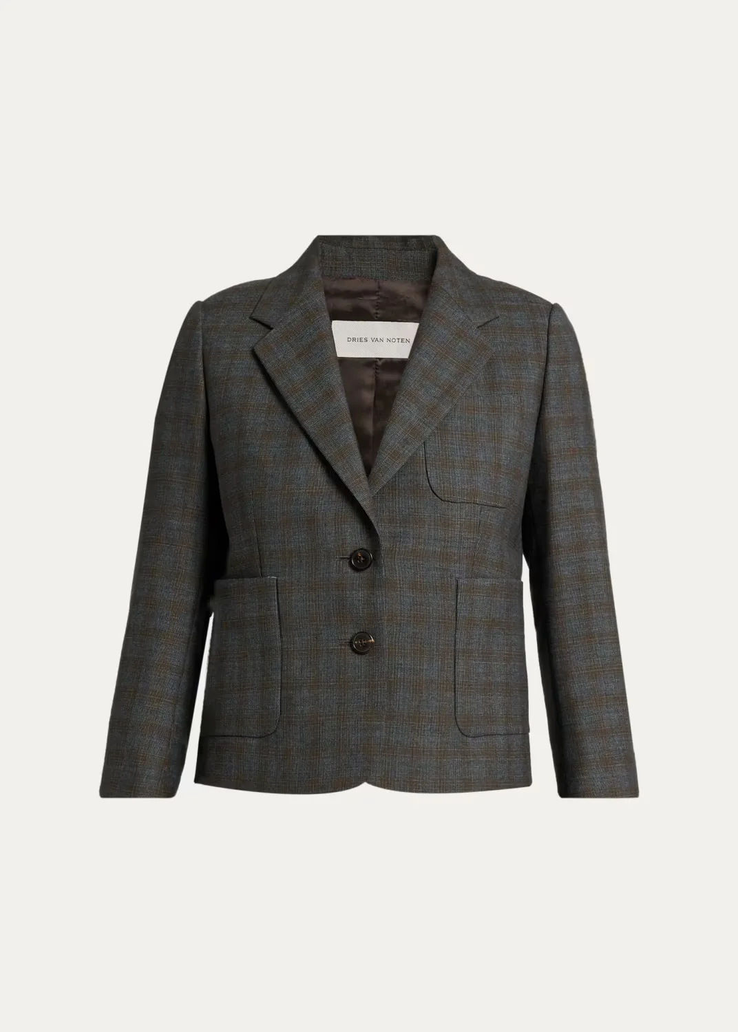 Check Single-Breasted Shrunken Jacket