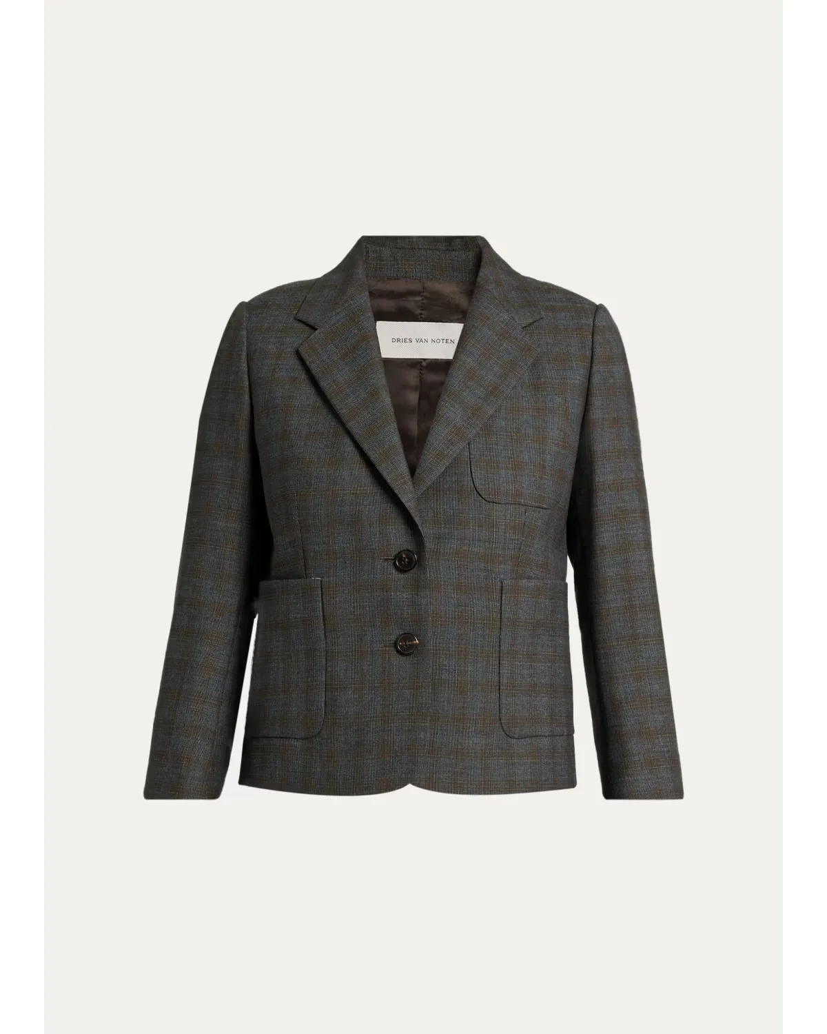 Check Single-Breasted Shrunken Jacket by Dries Van Noten