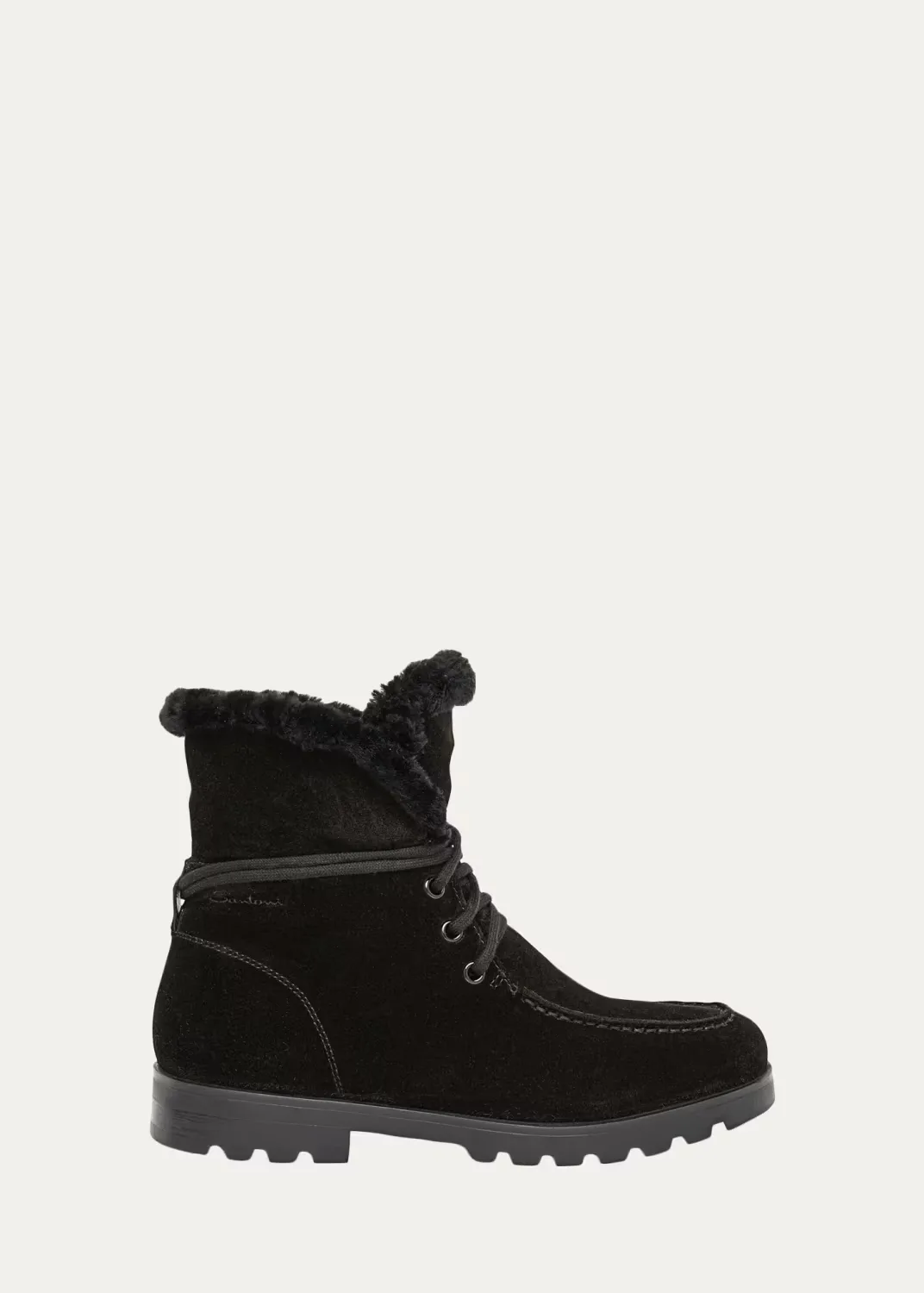 Shearling-Lined Suede Lace-Up Boots by Santoni
