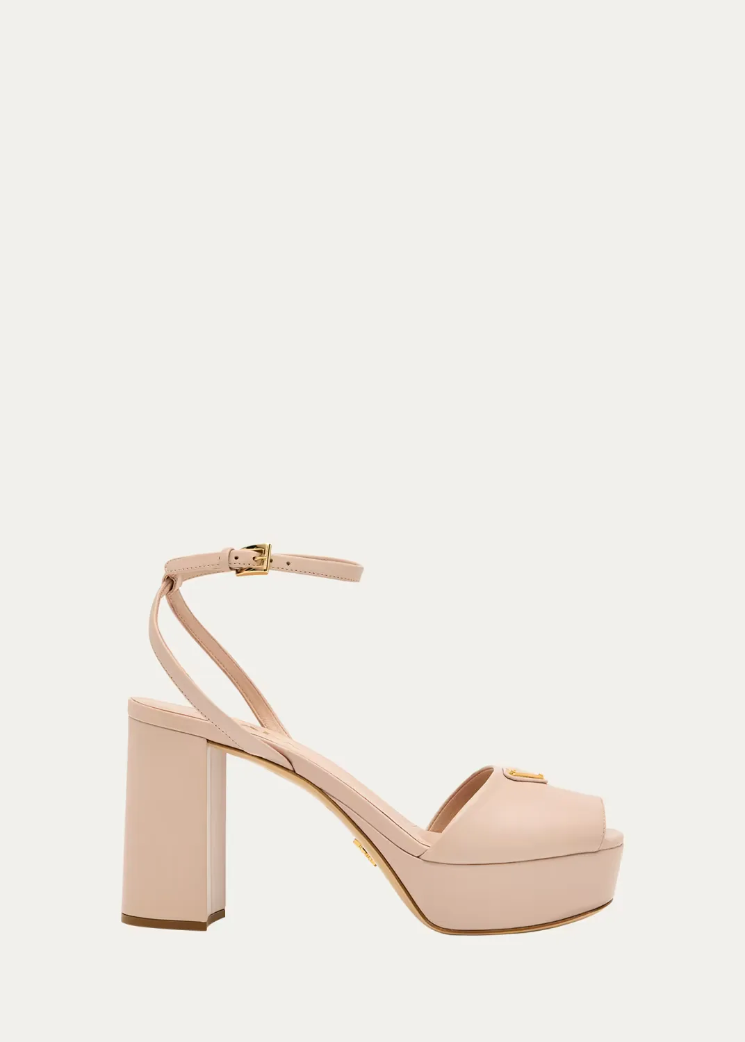 Nappa Triangle Peep-Toe Platform Sandals by Prada