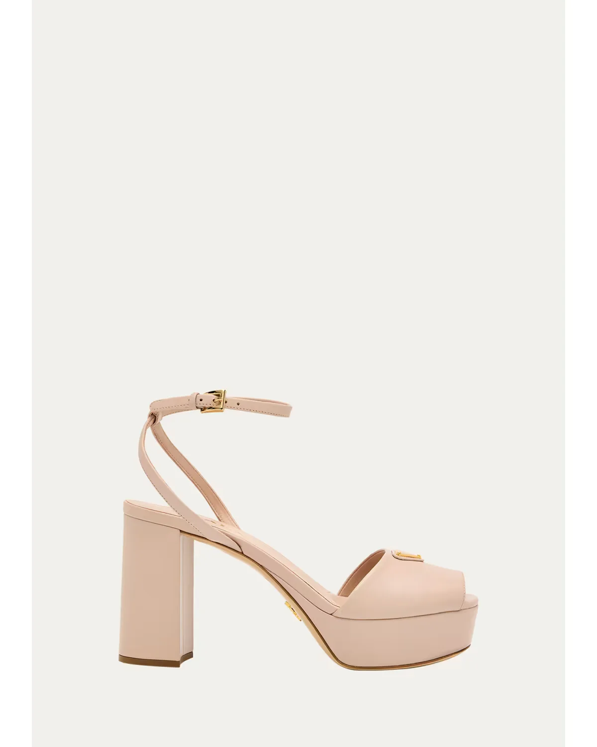 Nappa Triangle Peep-Toe Platform Sandals by Prada