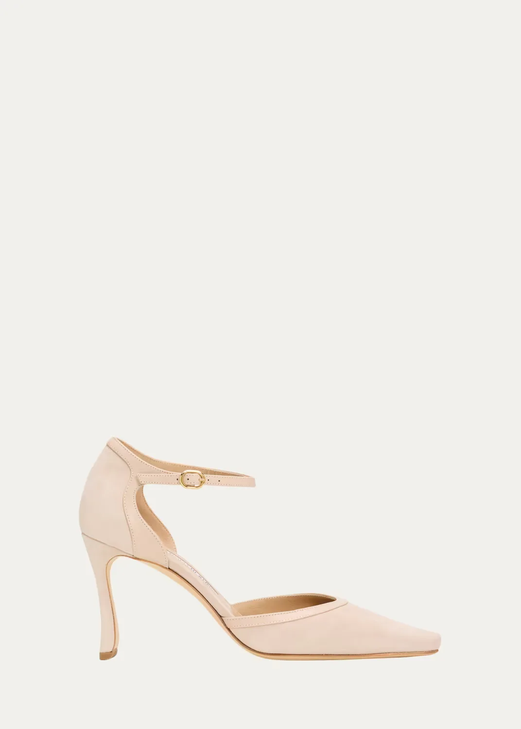 90mm Verdusan Mixed Leather Ankle-Strap Pumps by Manolo Blahnik