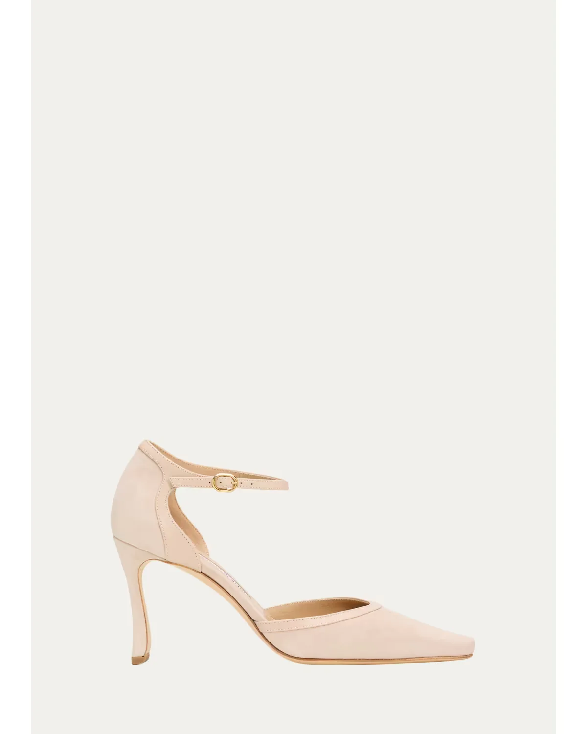 90mm Verdusan Mixed Leather Ankle-Strap Pumps by Manolo Blahnik