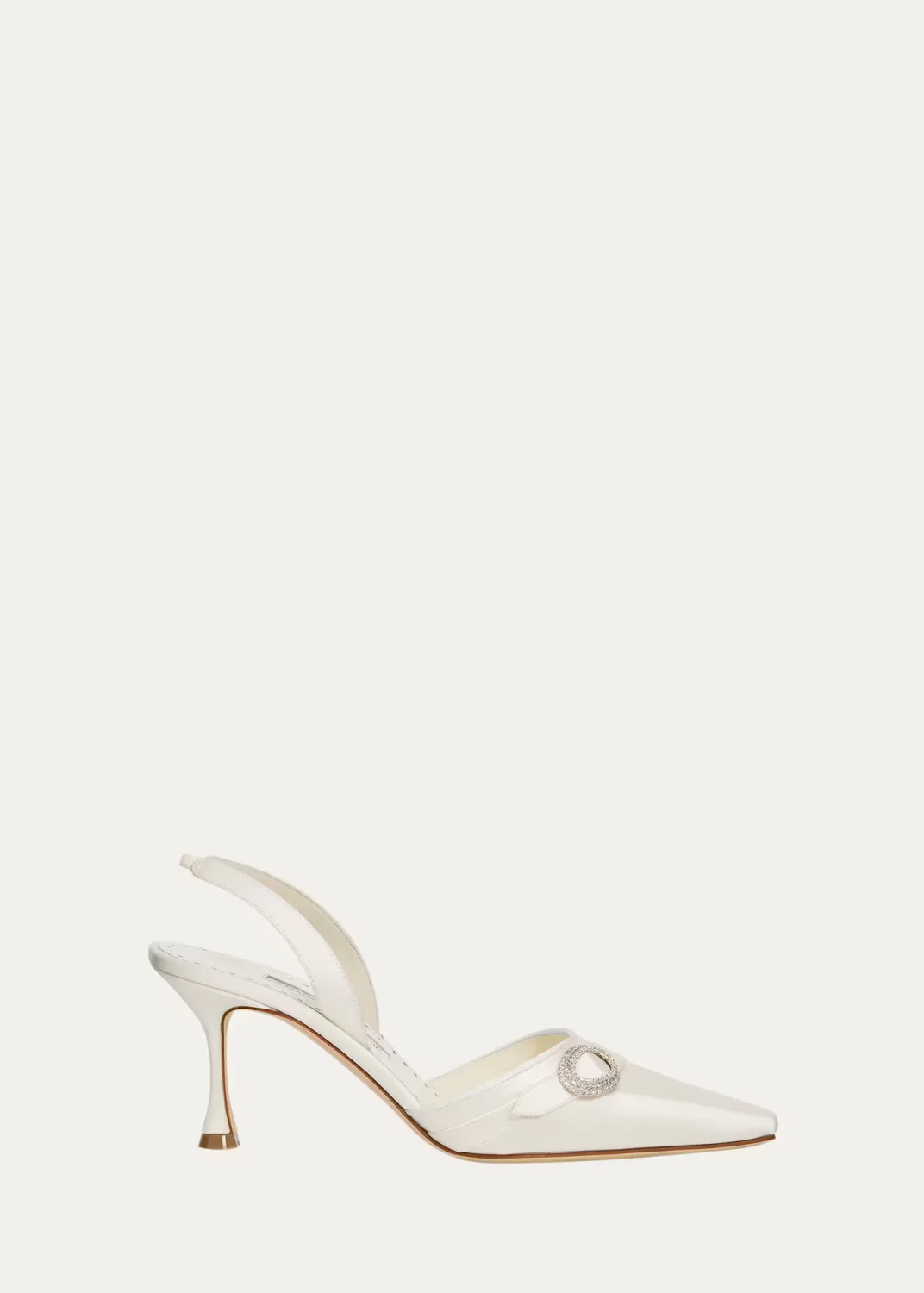 70mm Zutoslipla Satin Embellished-Buckle Slingback Pumps by Manolo Blahnik