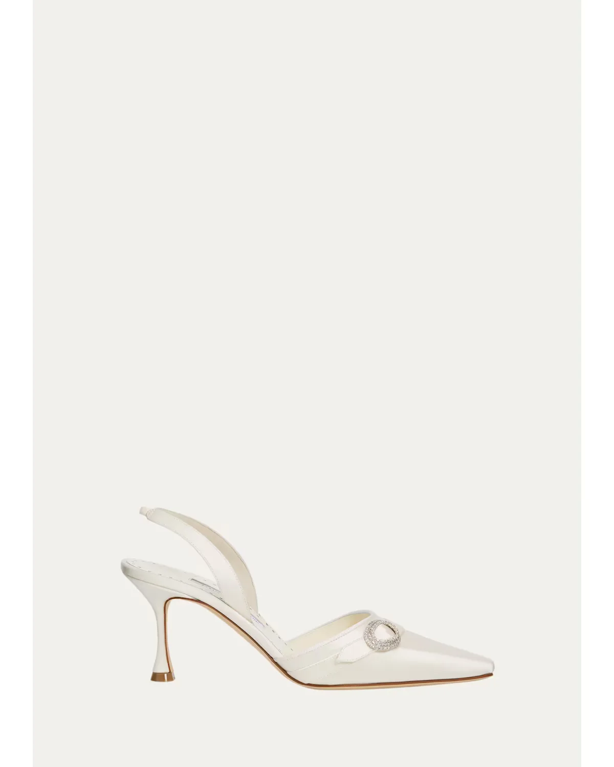 70mm Zutoslipla Satin Embellished-Buckle Slingback Pumps by Manolo Blahnik