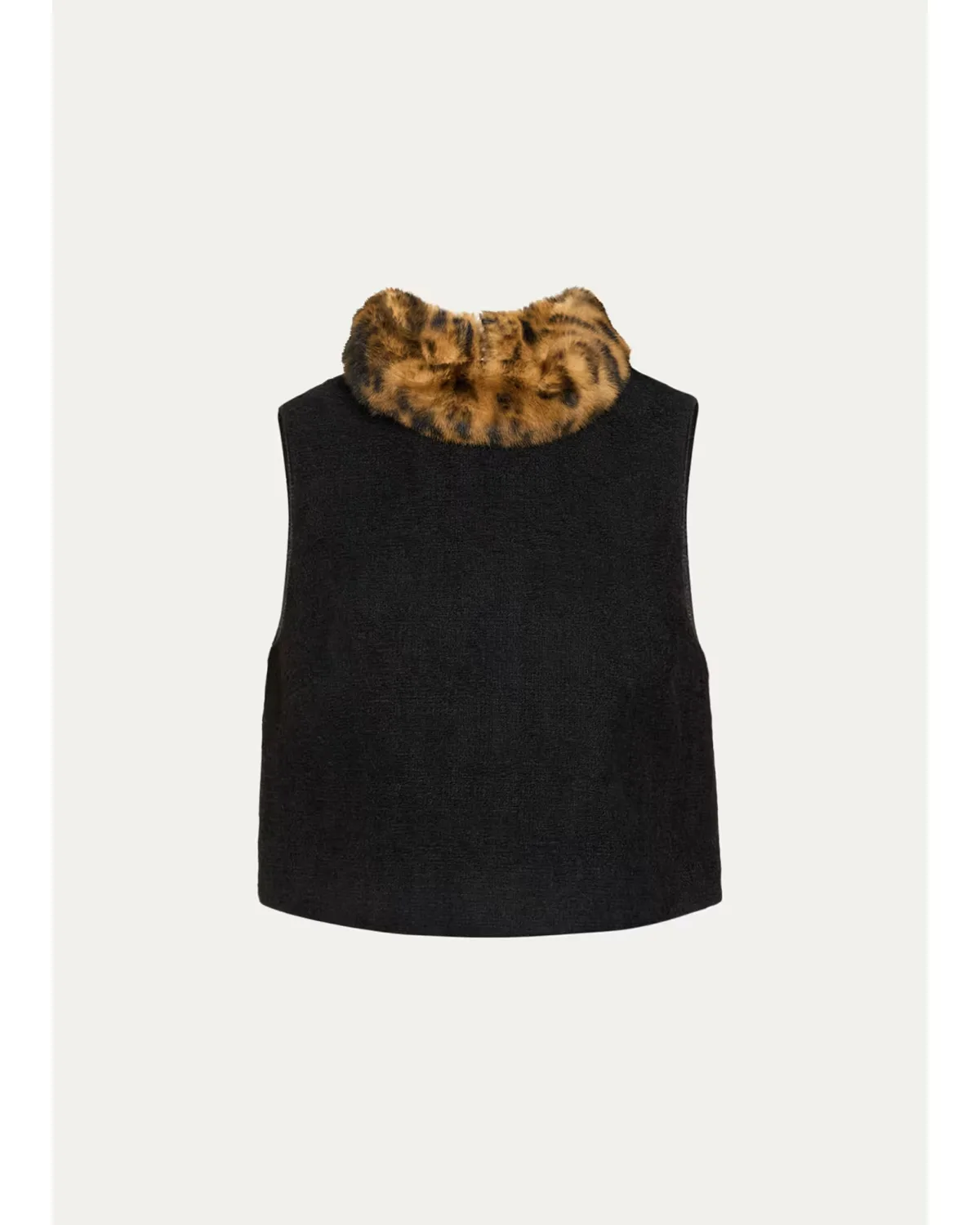 Gina Faux Fur-Collar Tweed Boucle Top by Cara Cara