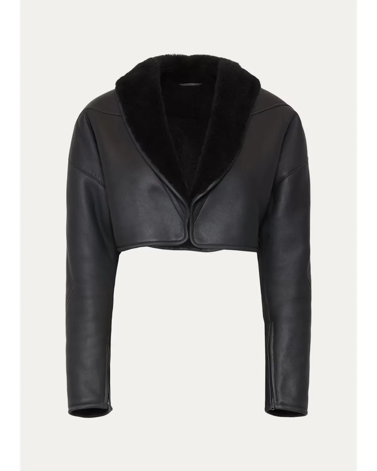 Cropped Shawl-Collar Shearling Jacket by Max Mara