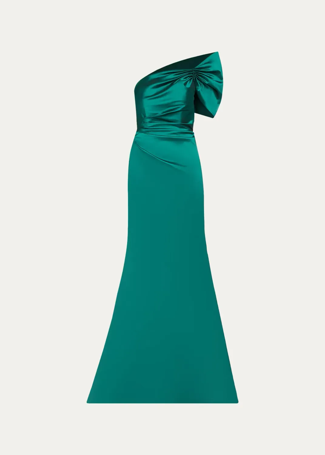 One Shoulder Ruched Taffeta Gown