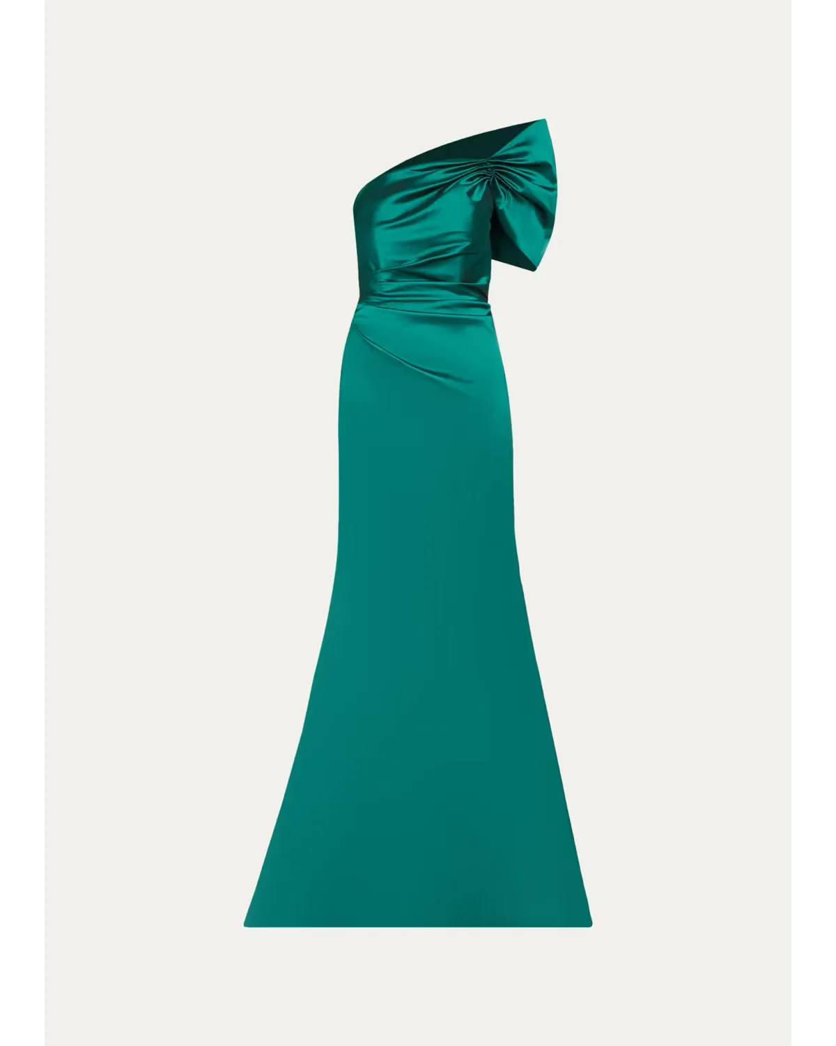 One Shoulder Ruched Taffeta Gown by Teri Jon