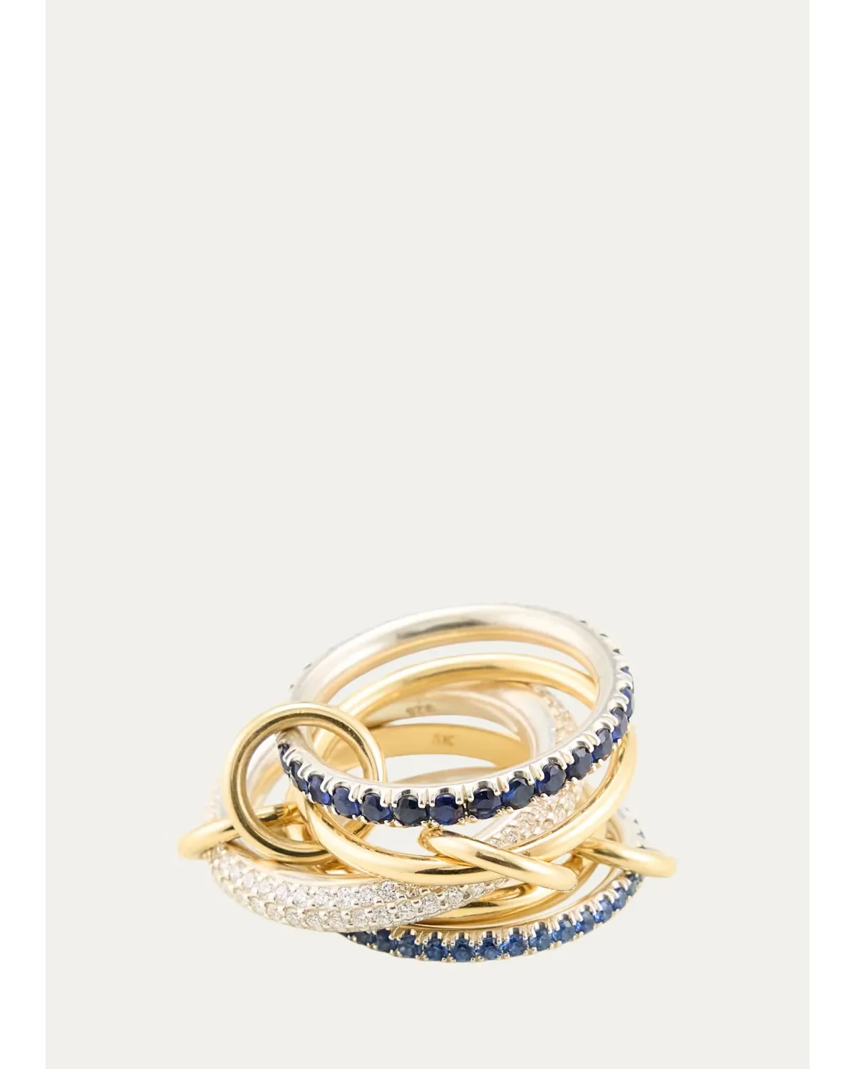 Custom 5-Band Ring with Diamonds and Sapphires