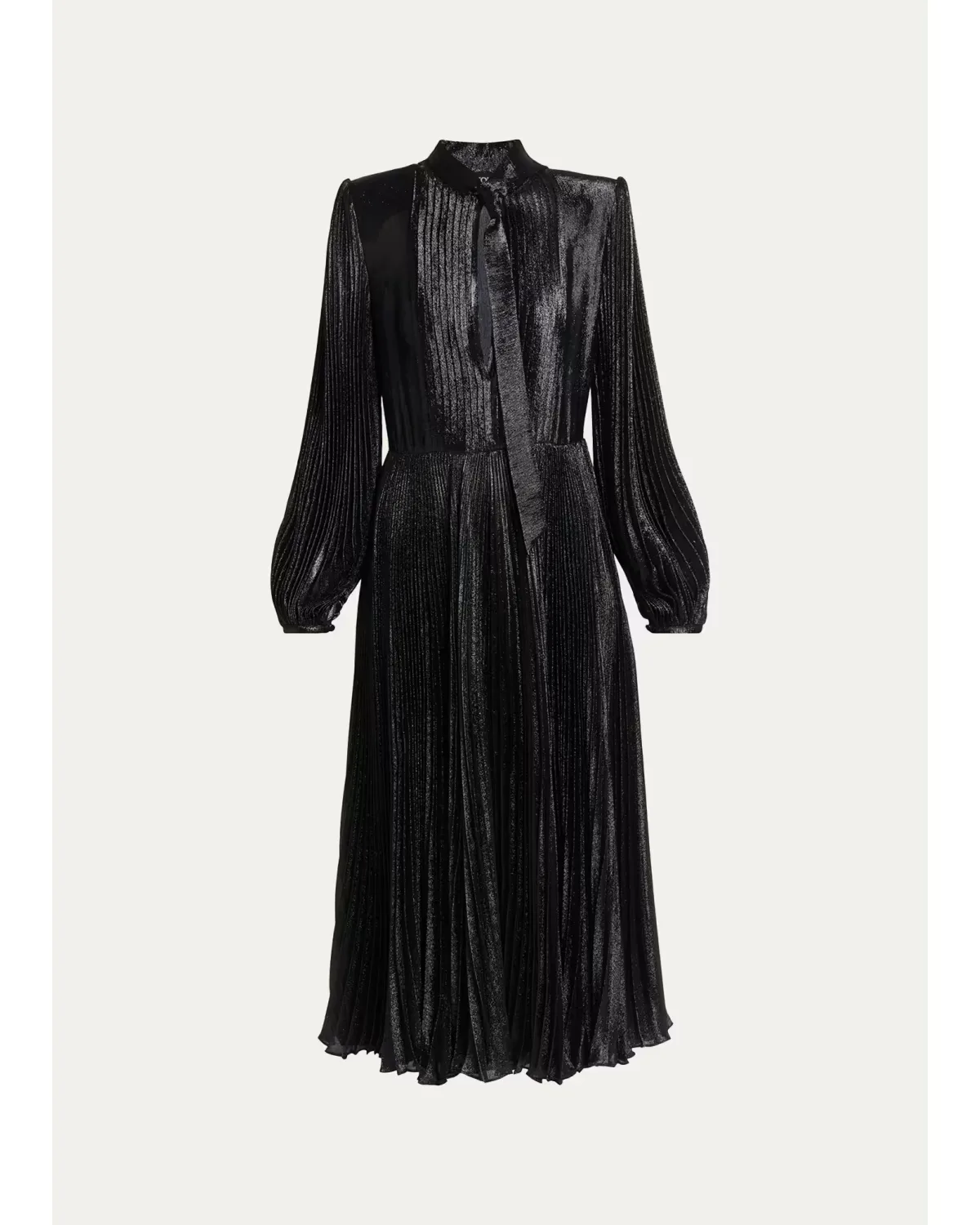 Soleil Metallic Silk Charmeuse Plisse Neck-Tie Midi Dress by Tom Ford