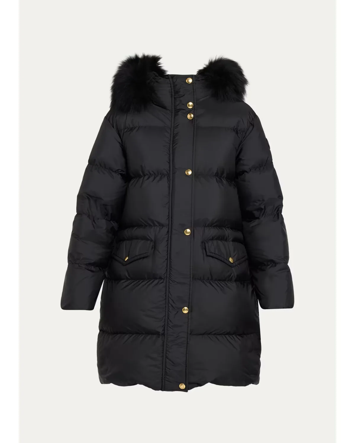 Aphroties Shearling Trimmed Hooded Long Down Parka by Moncler