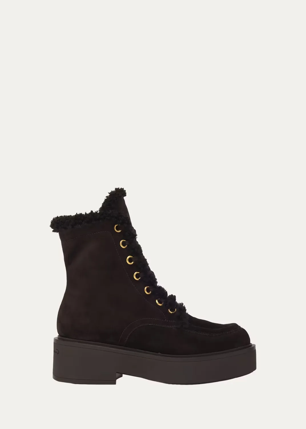 20mm Shearling-Lined Suede Combat Boots by Gianvito Rossi
