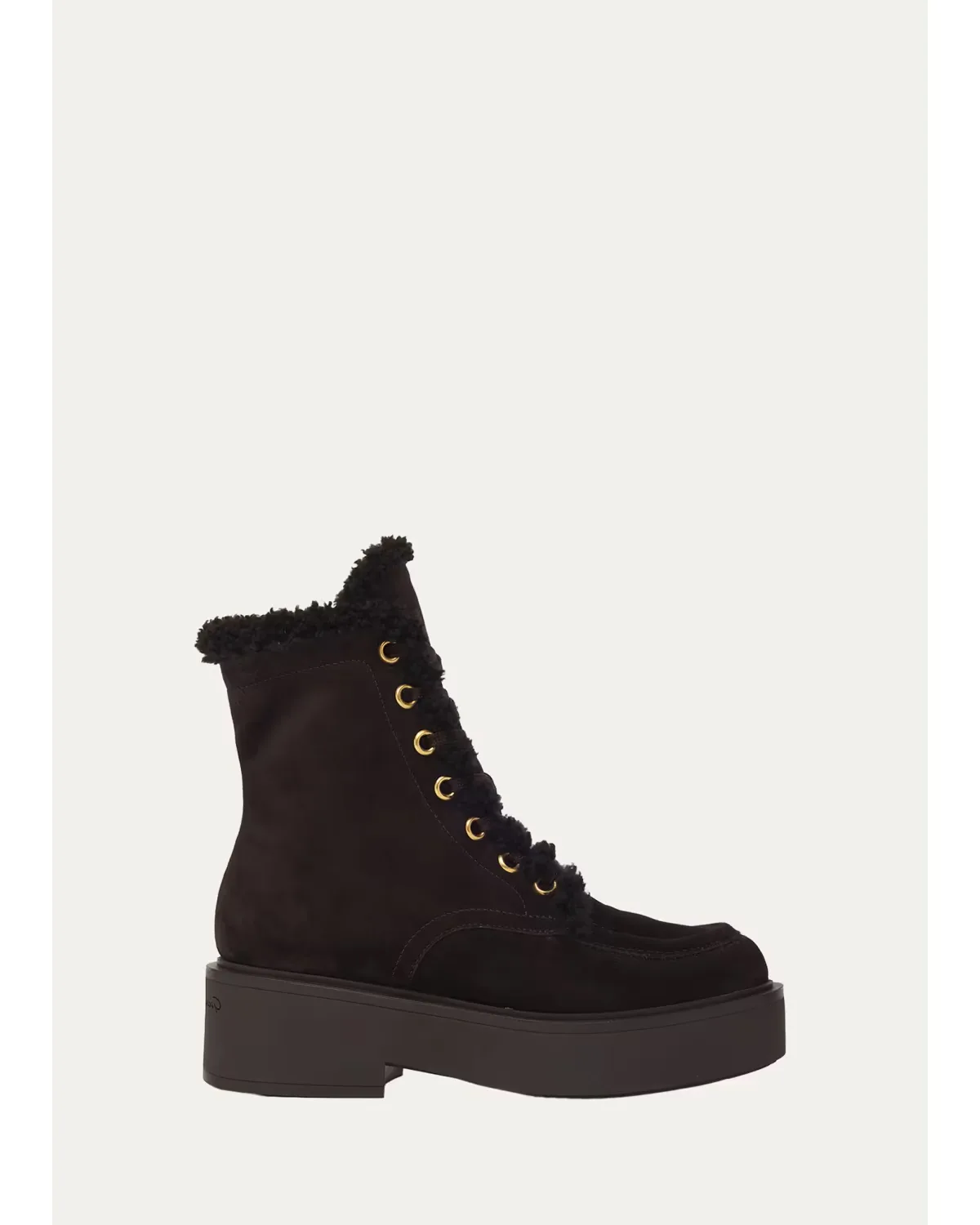 20mm Shearling-Lined Suede Combat Boots by Gianvito Rossi