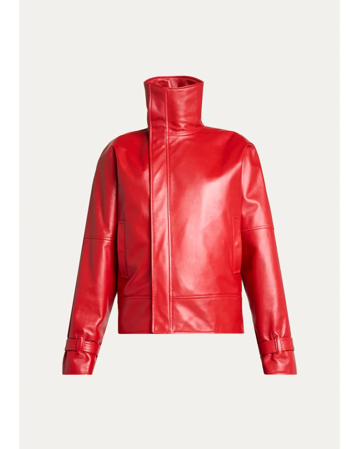 High Collar Leather Jacket by Balenciaga