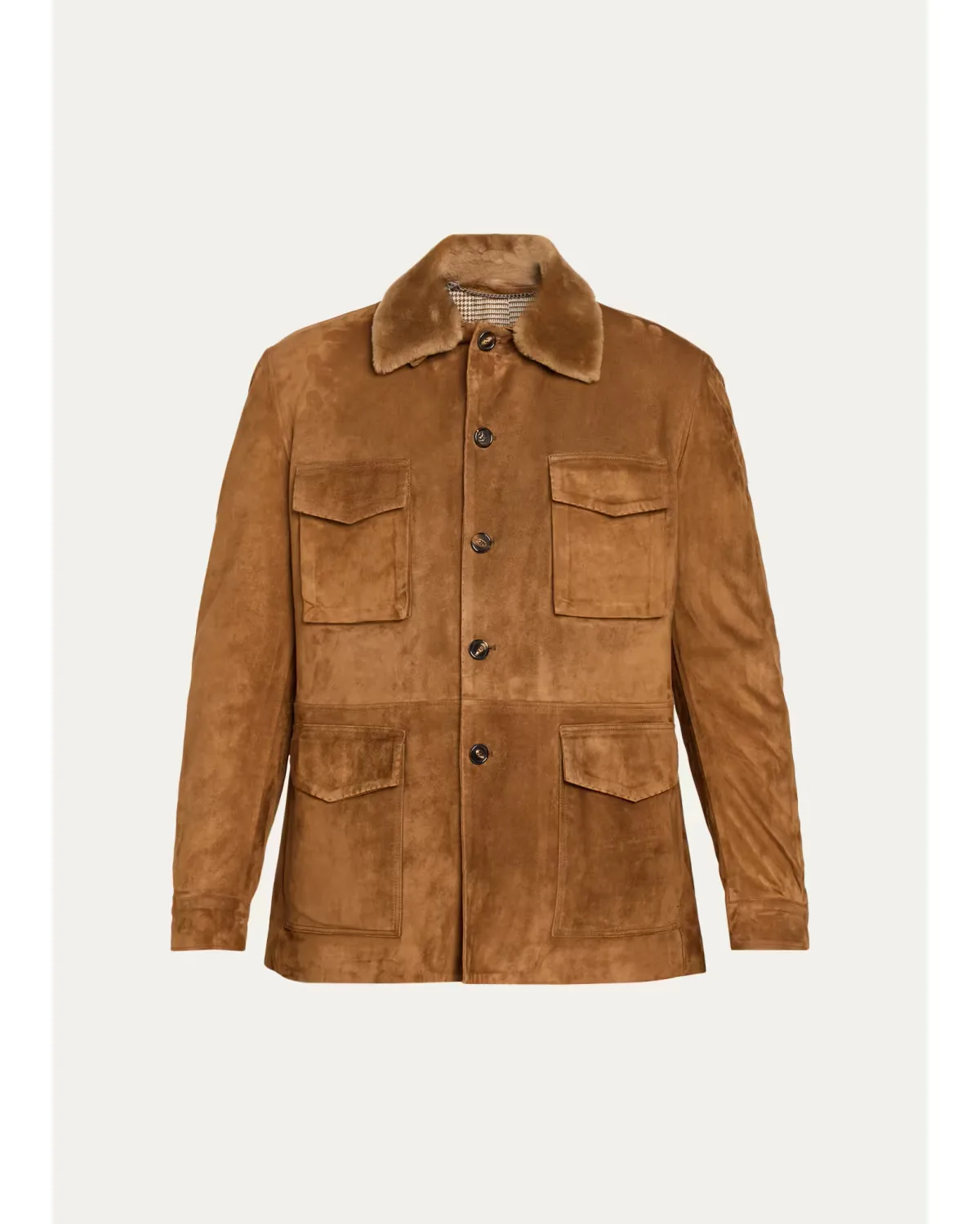 Faux-Fur Collar Suede Jacket