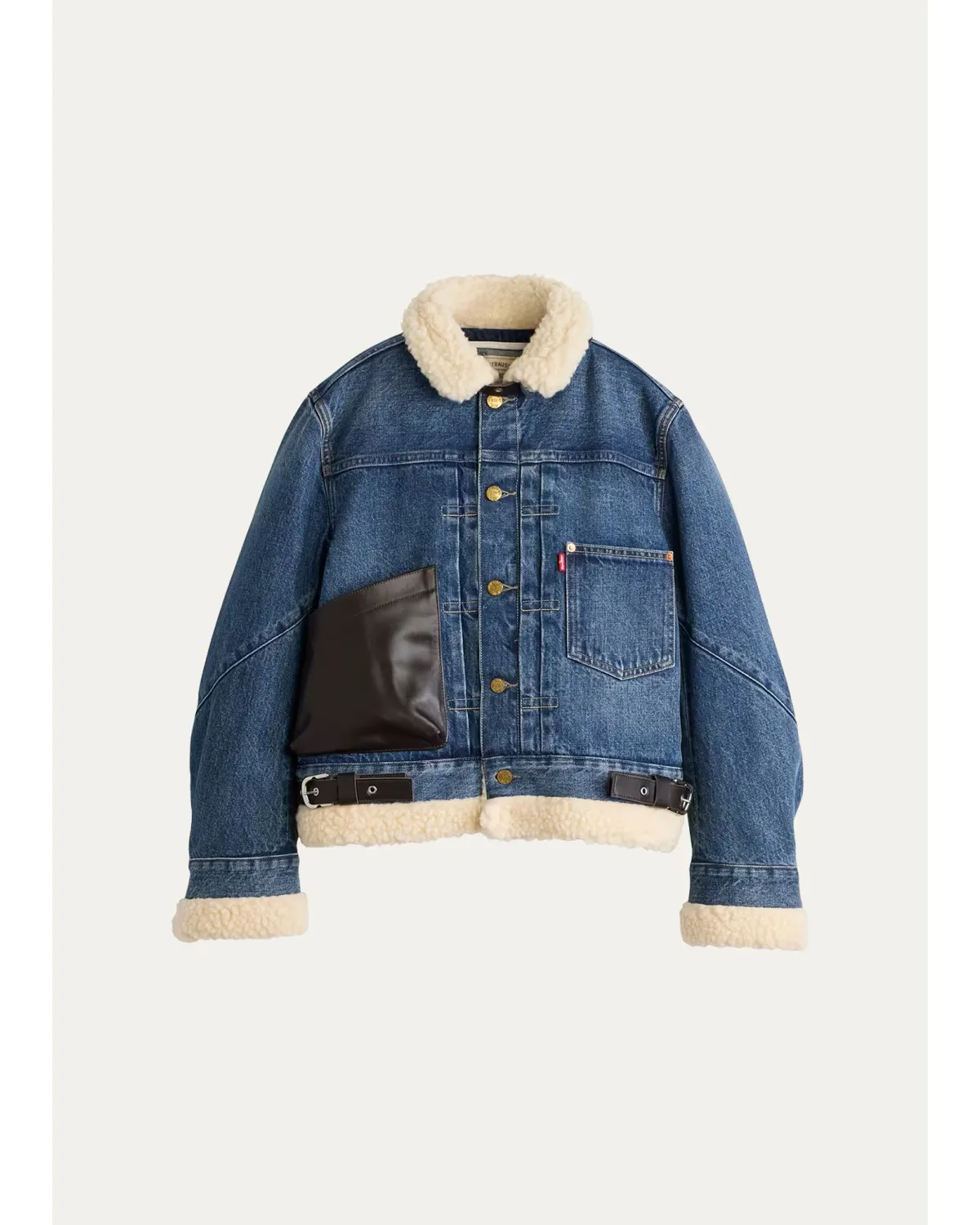 Sacai x Levis Faux Fur and Denim Aviator Jacket by Sacai