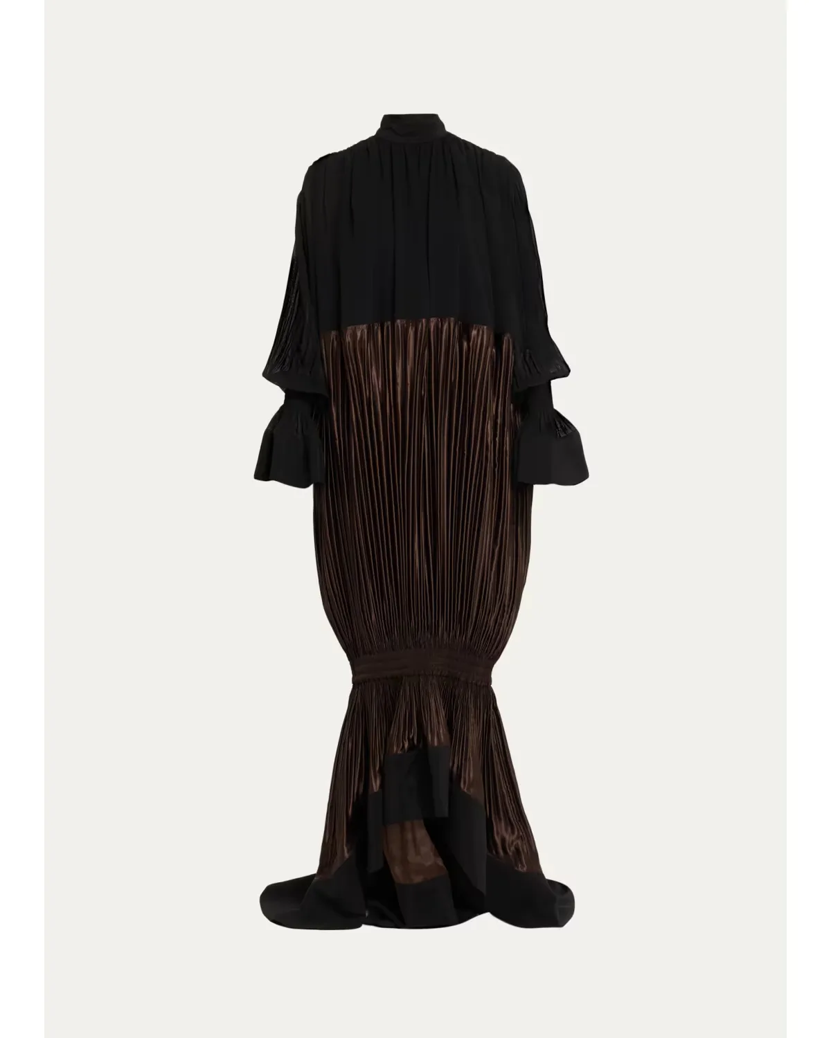 Plunging Fluid Lam Balloon Mermaid Gown by Ferragamo