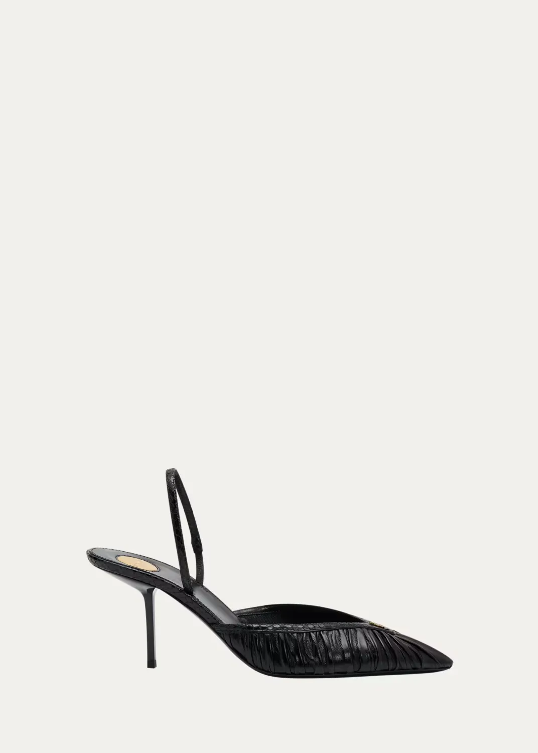 60mm YSL Ruched Leather Slingback Pumps