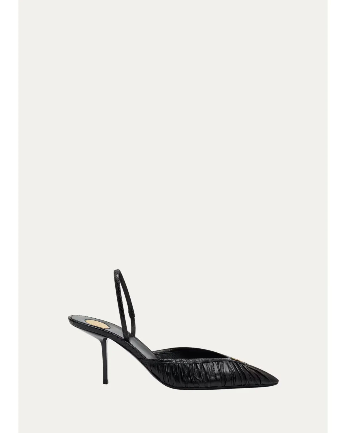60mm YSL Ruched Leather Slingback Pumps