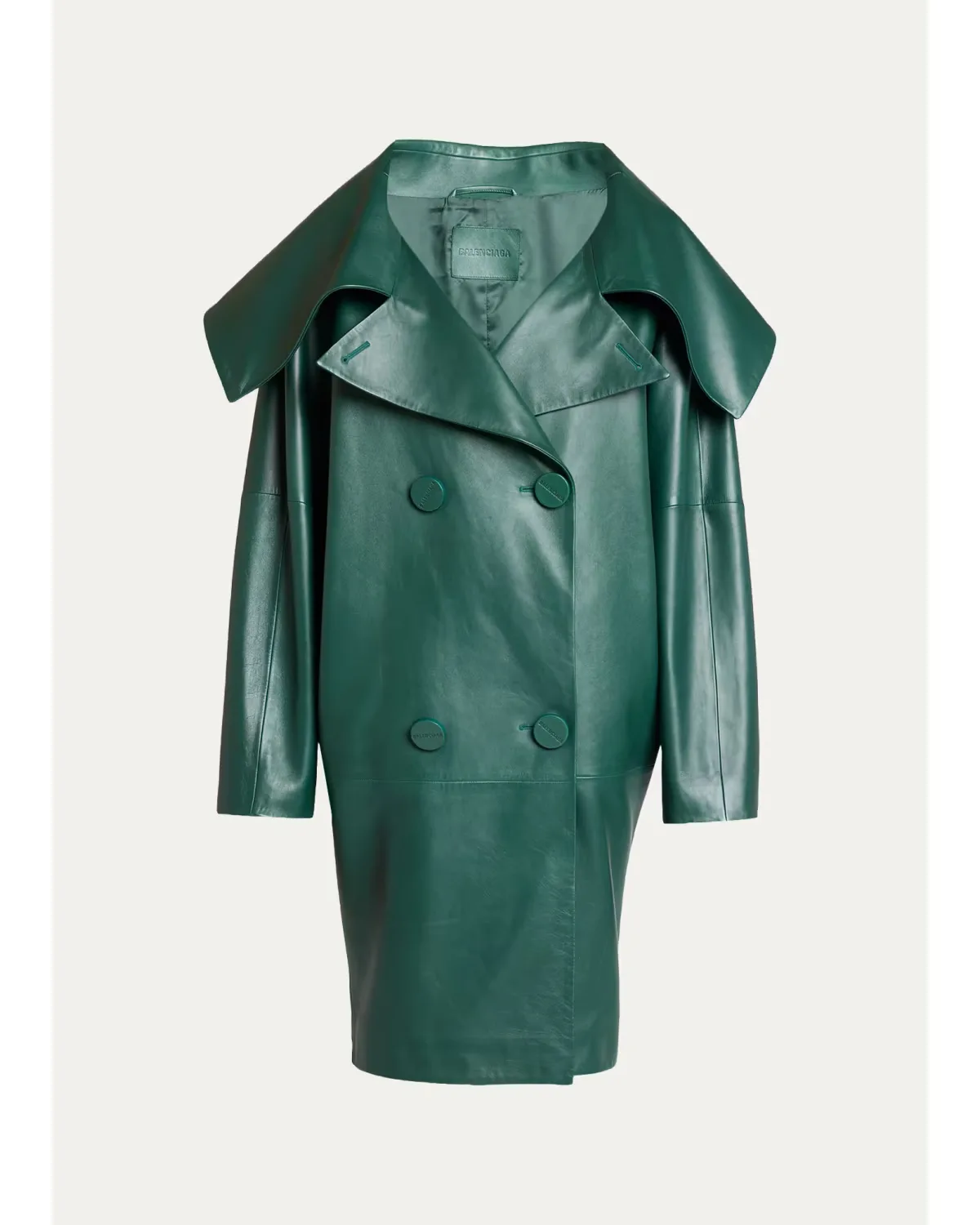 Oversized High-Collar Leather Jacket by Balenciaga