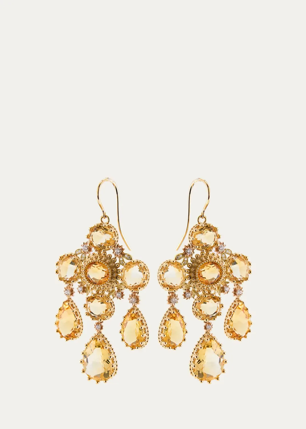 18K Yellow Gold Pierreries Citrine Girandole Earrings by Mellerio