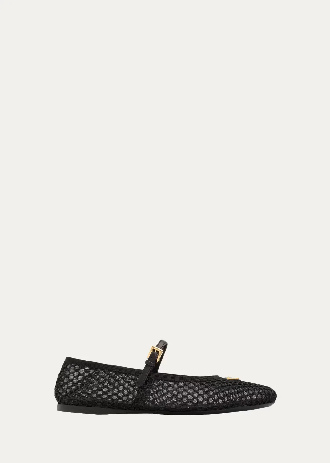 Triangle Logo Mesh Mary Jane Ballerina Flats
