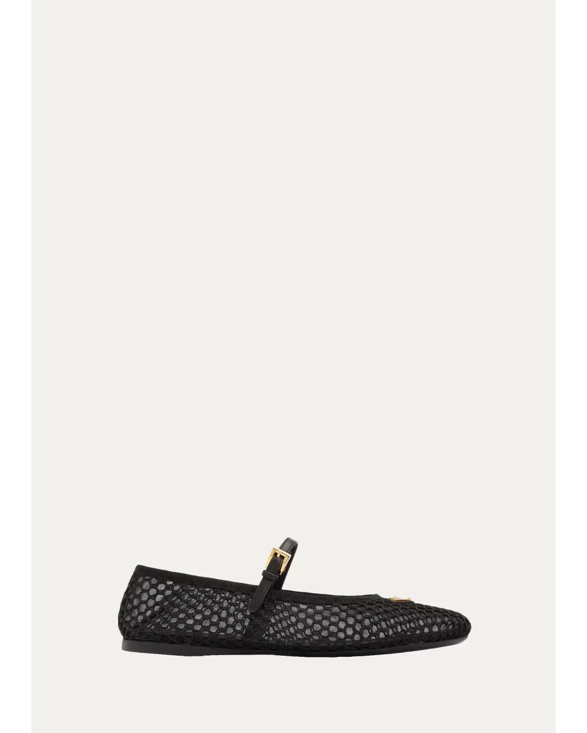 Triangle Logo Mesh Mary Jane Ballerina Flats by Prada