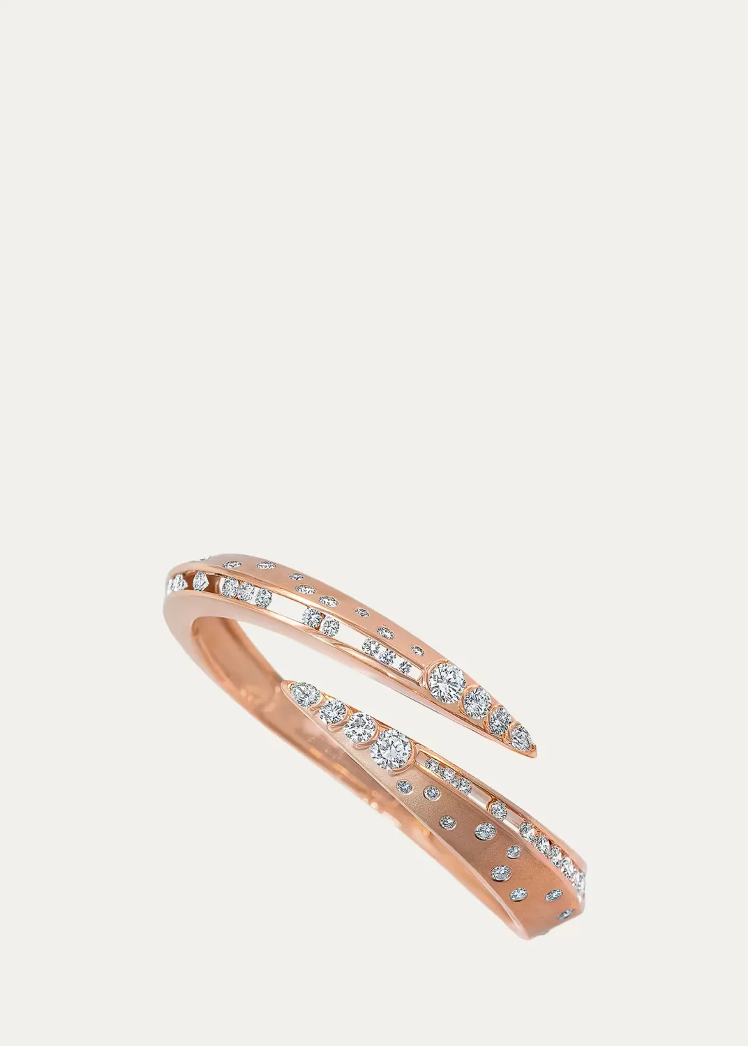 Dune 18K Rose Gold Diamond Eventail Narrow Cuff Bracelet by Reza