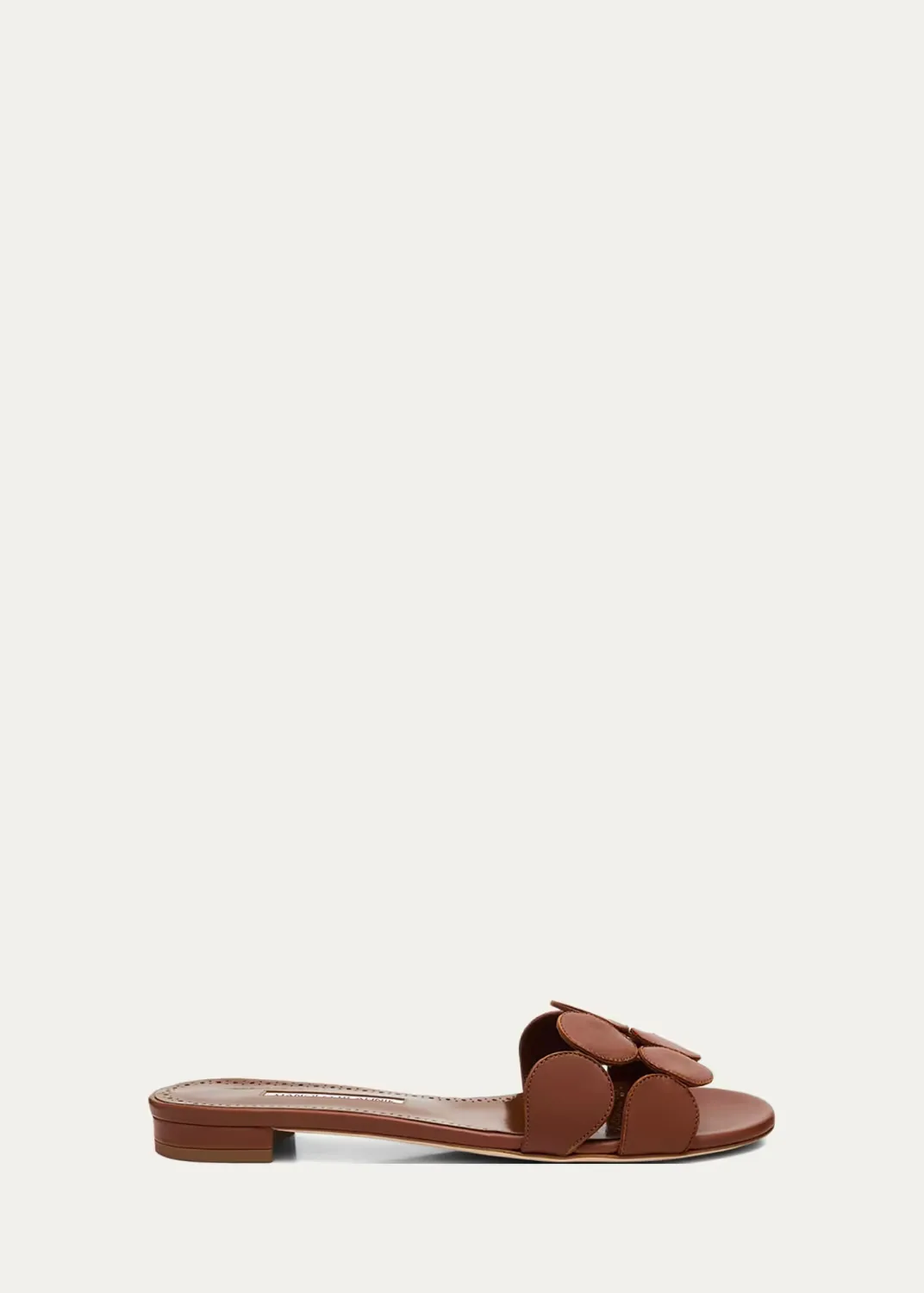 Circle-Cut Leather Slide Sandals by Manolo Blahnik