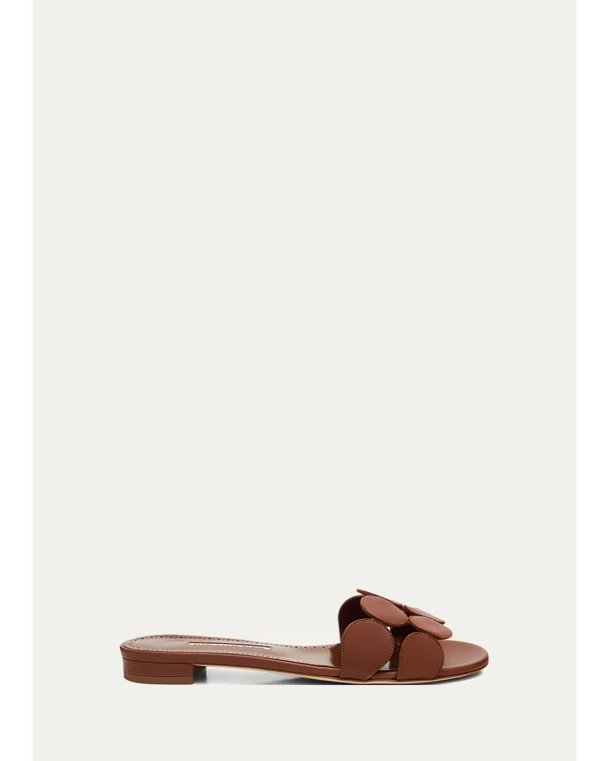 Circle-Cut Leather Slide Sandals by Manolo Blahnik