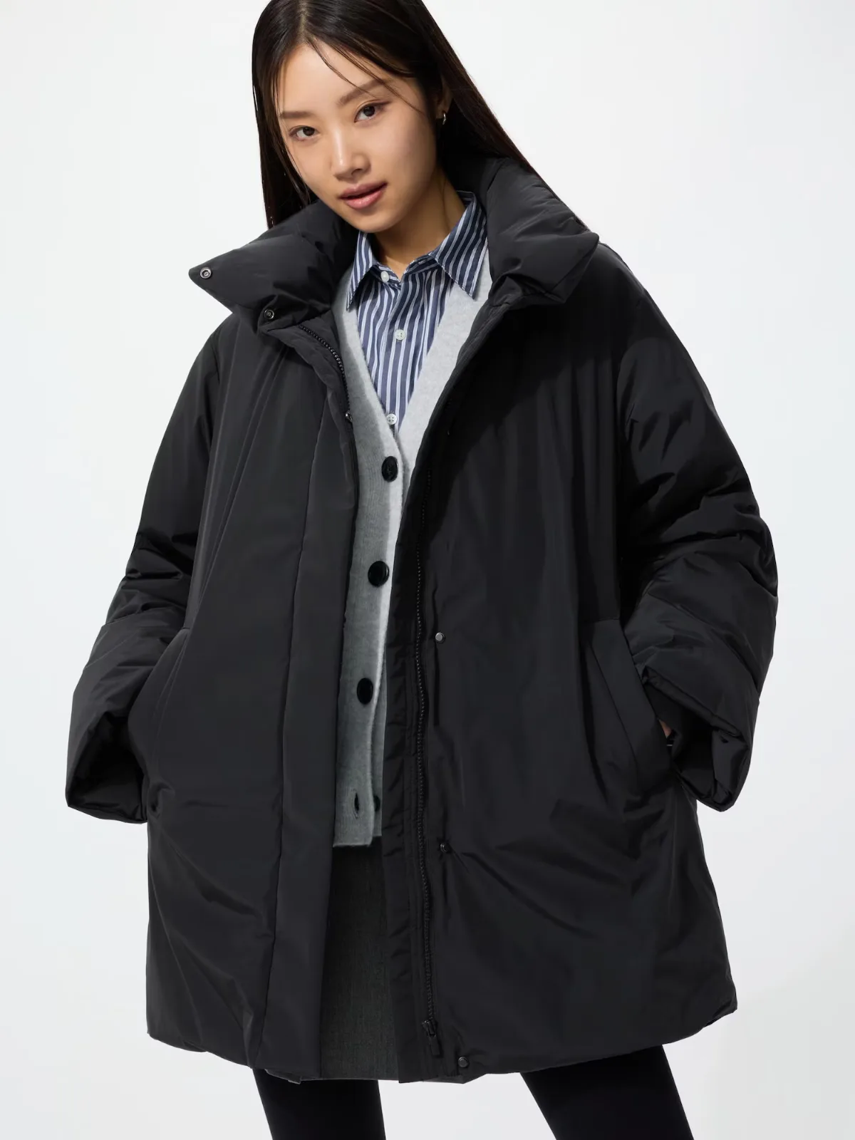 Non-Quilted Down Short Coat by Uniqlo
