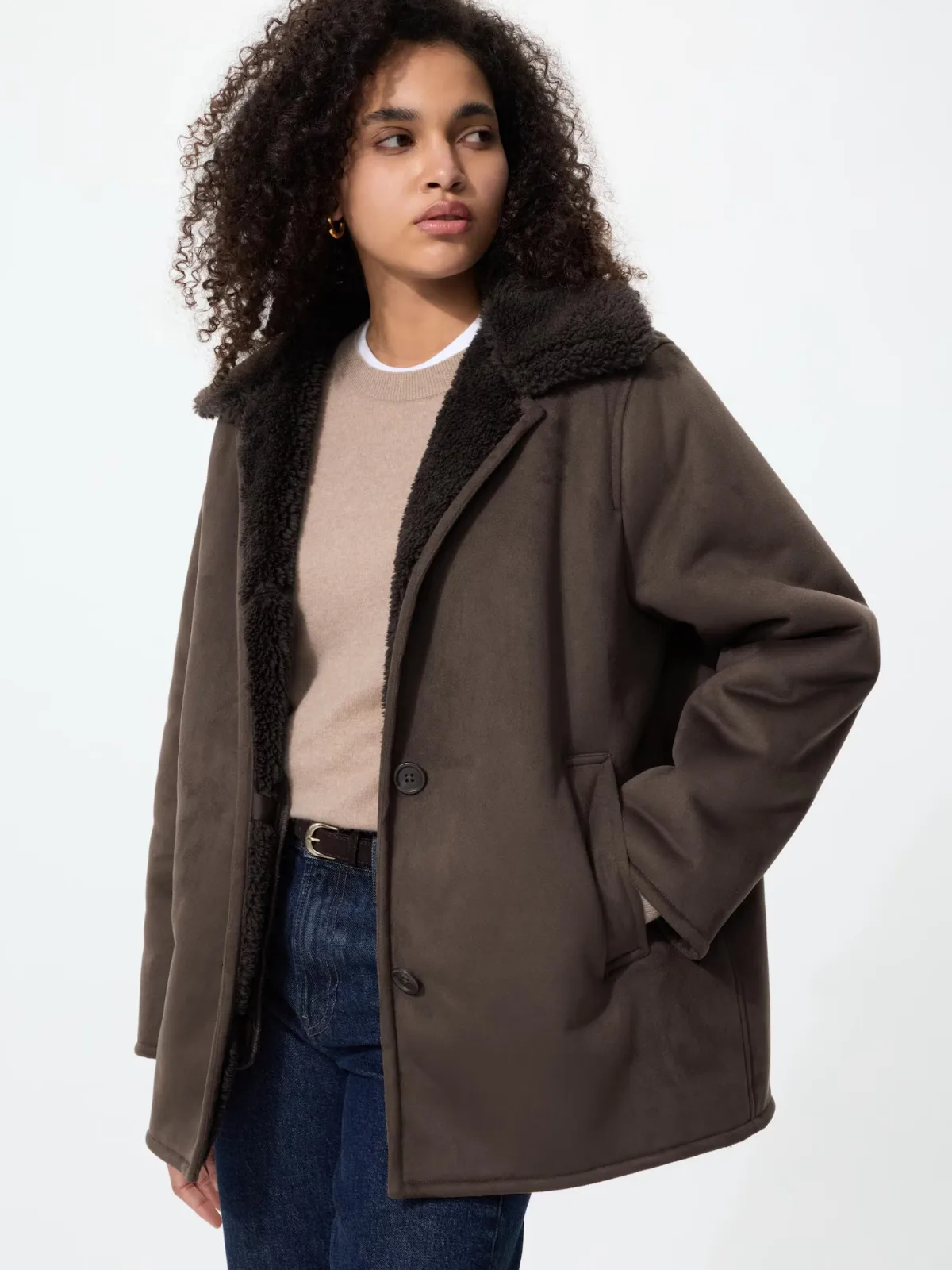 Faux Shearling Short Coat by Uniqlo