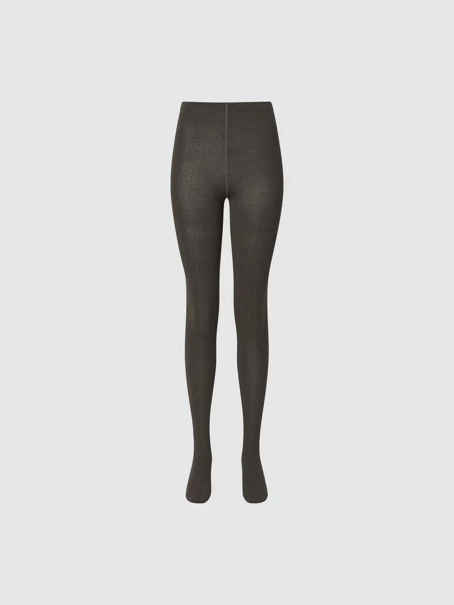 Heattech Knitted Ribbed Tights with Deodorizing